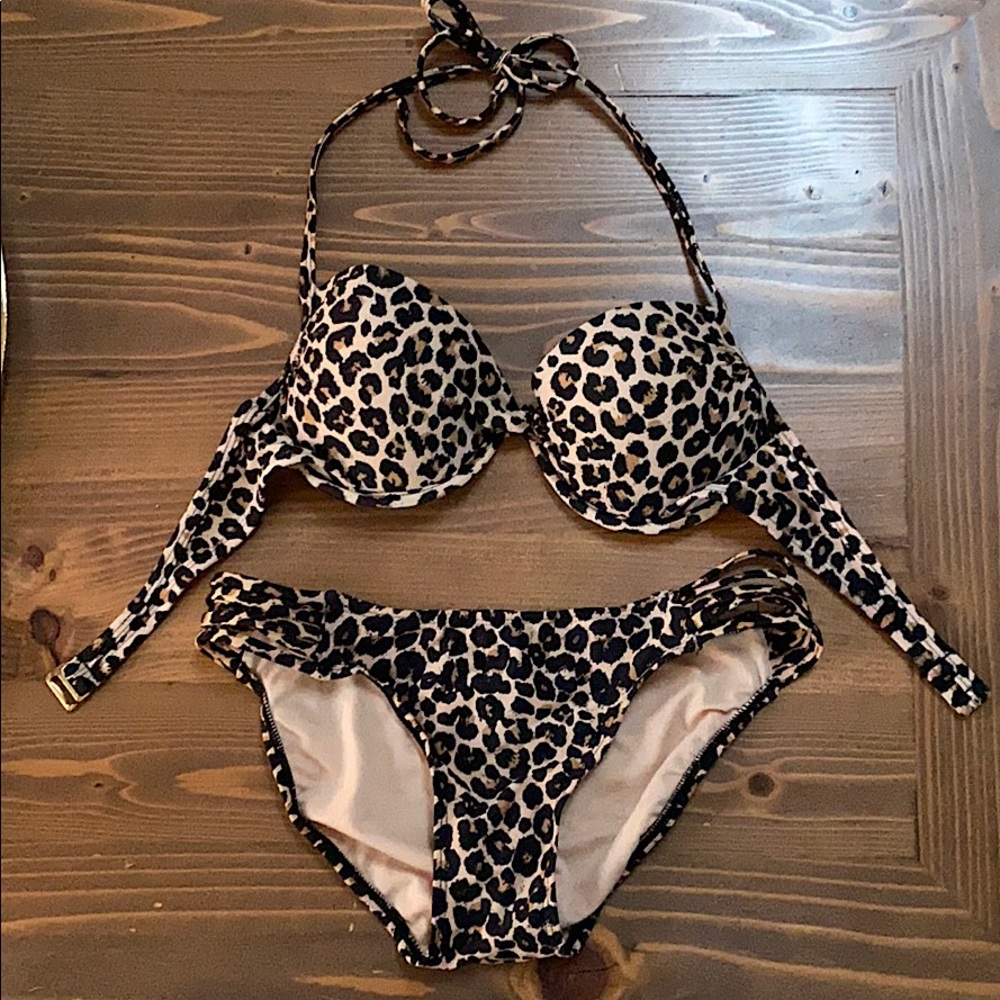 Cheetah Print Bathing Suit Light Push-up Bikini